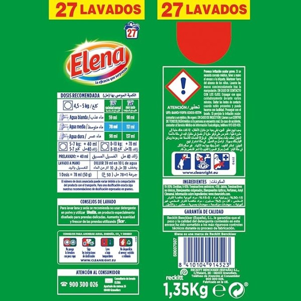 Detergente Elena en polvo – 27 lavados